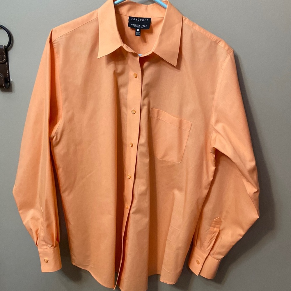 FOXCROFT Womens Longsleeve Button Down Wrinkle Free, Classic Fit Shirt-Size 14
